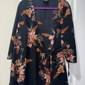 City Chic Floral Wrap Shirt